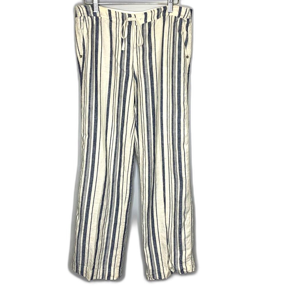 Michael Stars Linen Striped Pull-on Pants Beach Summer Nautical Small